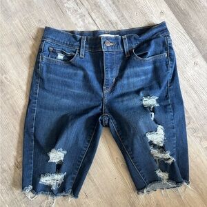 Levi's Blue Distressed Jean Shorts